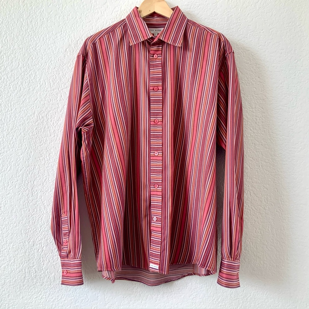 Ted Baker London Multicolor Striped Dress Shirt, Sz 5 (US Sz XL)